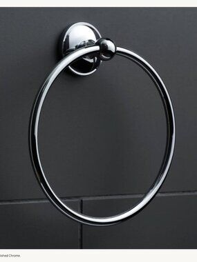 New RH Polished Silver Towel Ring - Bath Accessory